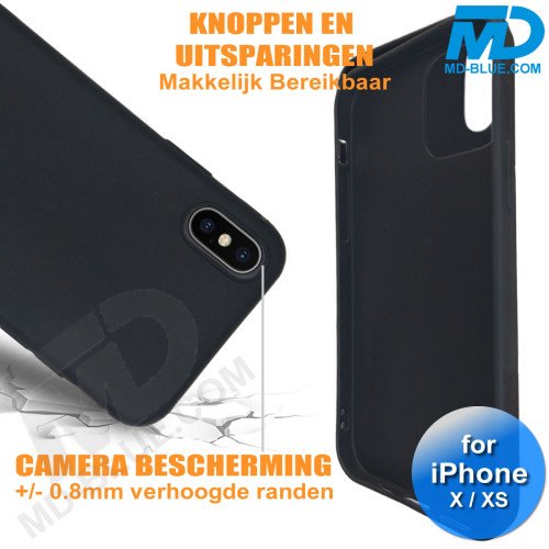 iPhone X / Xs - Telefoonhoesje - Achterkantje - Siliconen - Zwart iPhone X / Xs - Telefoonhoesje - Achterkantje - Siliconen - Zwart