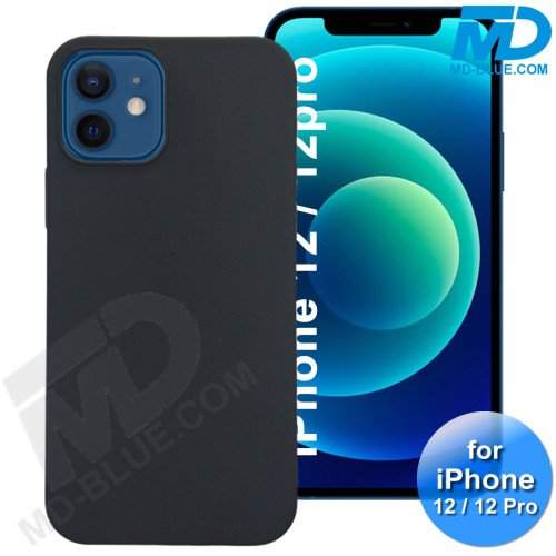 iPhone 12 en iPhone 12 Pro - Telefoonhoesje - Achterkantje - Siliconen - Zwart 