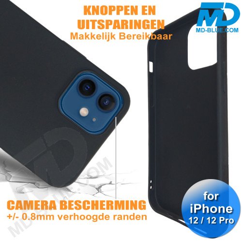 iPhone 12 en iPhone 12 Pro - Telefoonhoesje - Achterkantje - Siliconen - Zwart 