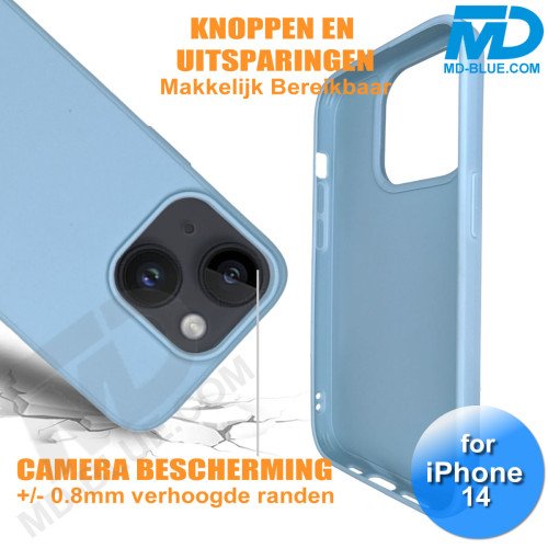 iPhone 14 Telefoon Hoesje - Siliconen - Achterkantje - Grijs Blauw iPhone 14 Telefoon Hoesje - Siliconen - Achterkantje - Grijs Blauw