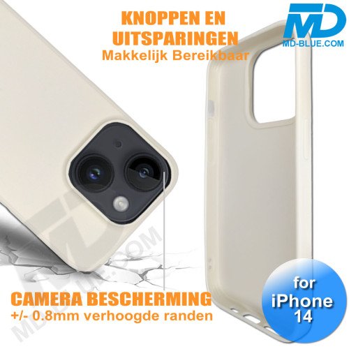 iPhone 14  Telefoon Hoesje - Siliconen - Achterkantje - Zacht Wit