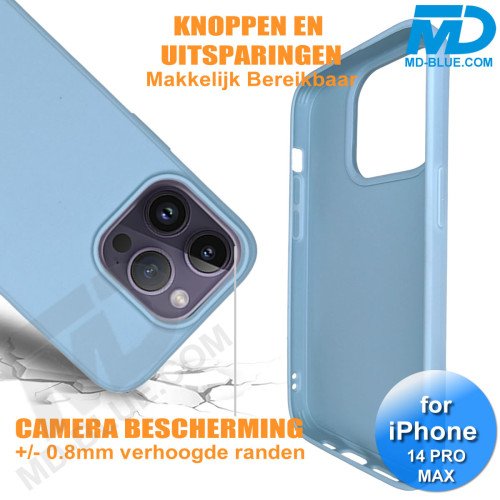 iPhone 14 Pro Max Telefoon Hoesje - Siliconen - Achterkantje - Grijs Blauw iPhone 14 Pro Max Telefoon Hoesje - Siliconen - Achterkantje - Grijs Blauw
