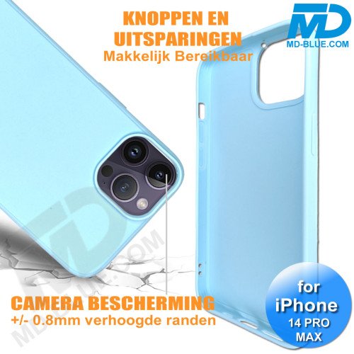 iPhone 14 Pro Max Telefoon Hoesje - Siliconen - Achterkantje - Licht Blauw iPhone 14 Pro Max Telefoon Hoesje - Siliconen - Achterkantje - Licht Blauw