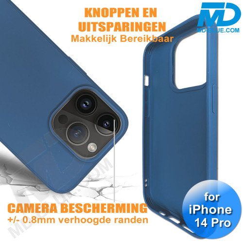 iPhone 14 Pro - Telefoon Hoesje - Siliconen - Achterkantje -Donker Blauw iPhone 14 Pro - Telefoon Hoesje - Siliconen - Achterkantje -Donker Blauw
