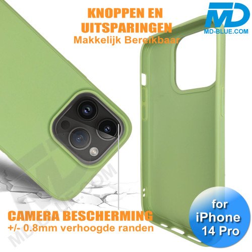 iPhone 14 Pro Telefoonhoesje - Siliconen - Achterkantje - Groen iPhone 14 Pro Telefoonhoesje - Siliconen - Achterkantje - Groen