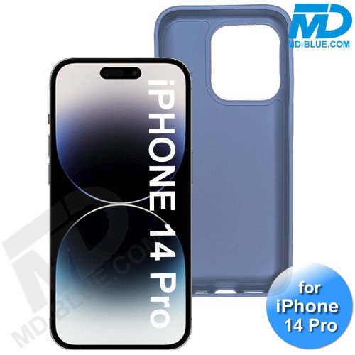 iPhone 14 Pro - Telefoon Hoesje - Siliconen - Achterkantje - Metaal Blauw iPhone 14 Pro - Telefoon Hoesje - Siliconen - Achterkantje - Metaal Blauw