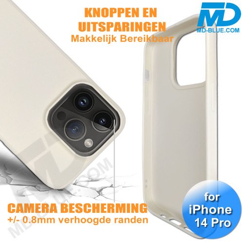 iPhone 14 Pro - Telefoon Hoesje - Siliconen - Achterkantje - Wit iPhone 14 Pro - Telefoon Hoesje - Siliconen - Achterkantje - Wit