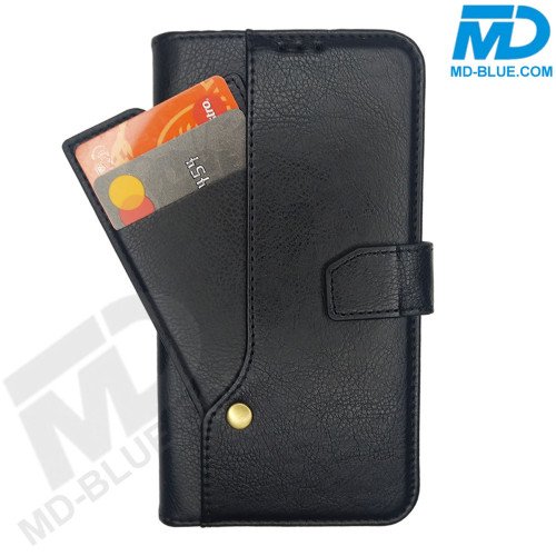 MDBlue - iPhone 7/8/SE  - Telefoonhoesje - Bookcase Luxe - Zwart 