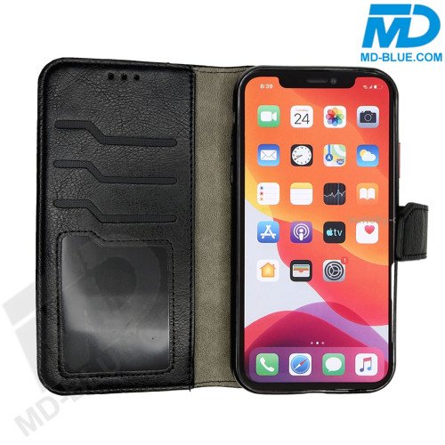 MDBlue - iPhone 14 Pro - Telefoonhoesje - Bookcase Luxe - Zwart 