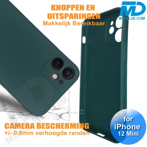 iPhone 12 Mini - Telefoon Hoesje - Siliconen - Achterkantje -Donker Groen iPhone 12 Mini - Telefoon Hoesje - Siliconen - Achterkantje -Donker Groen