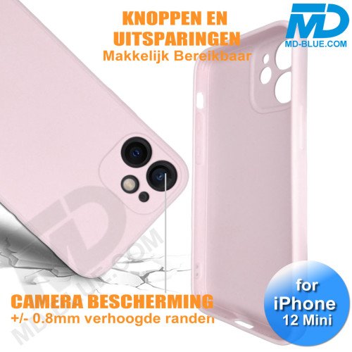 iPhone 12 Mini - Telefoon Hoesje - Siliconen - Achterkantje - Roze iPhone 12 Mini - Telefoon Hoesje - Siliconen - Achterkantje - Roze