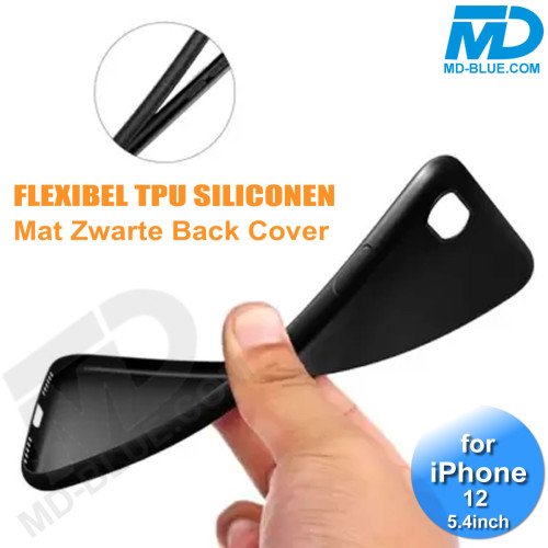 iPhone 12 - Telefoonhoesje - Achterkantje - Siliconen - Zwart -5.4 inch