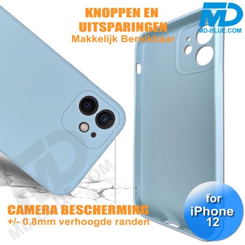 iPhone 12 - Telefoon Hoesje - Siliconen - Achterkantje - Grijs Blauw iPhone 12 - Telefoon Hoesje - Siliconen - Achterkantje - Grijs Blauw
