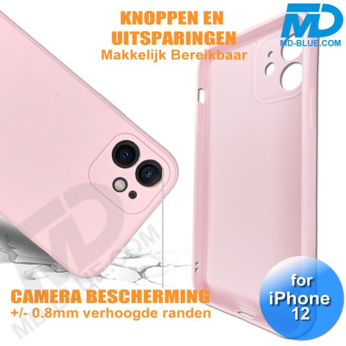 iPhone 12 - Telefoon Hoesje - Siliconen - Achterkantje - Roze