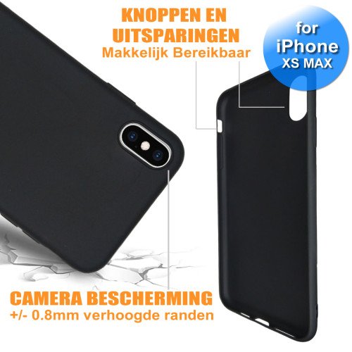 iPhone Xs Max - Telefoonhoesje - Achterkantje - Siliconen - Zwart