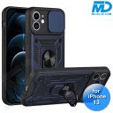 iPhone 13 Telefoonhoesje - Armor Case - Lens Protector - Met Ring - Donker Blauw