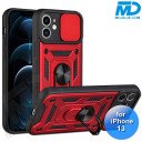 iPhone 13 Telefoonhoesje - Armor Case - Lens Protector - Met Ring - Rood