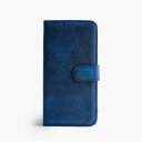 iPhone 14 Pro Max  telefoonhoesje - Echt Leer - Book Case - Hoesje met Kaarthouder - Blauw