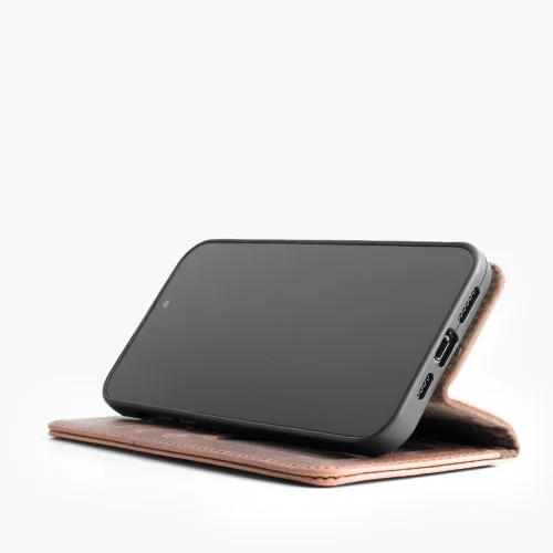 iPhone 11 Pro Max telefoonhoesje - Echt Leer - Book Case - Hoesje met Kaarthouder - Lichtbruin