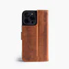 iPhone 11 Pro telefoonhoesje - Echt Leer - Book Case - Hoesje met Kaarthouder - Lichtbruin