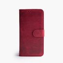 iPhone 14 Pro Max telefoonhoesje - Echt Leer - Book Case - Hoesje met Kaarthouder - Rood