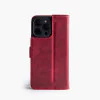 iPhone X / XS telefoonhoesje - Echt Leer - Book Case - Hoesje met Kaarthouder - Rood