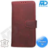 iPhone 13/14 telefoonhoesje - Echt Leer - Book Case - Hoesje met Kaarthouder - Rood