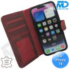 iPhone 13/14 telefoonhoesje - Echt Leer - Book Case - Hoesje met Kaarthouder - Rood