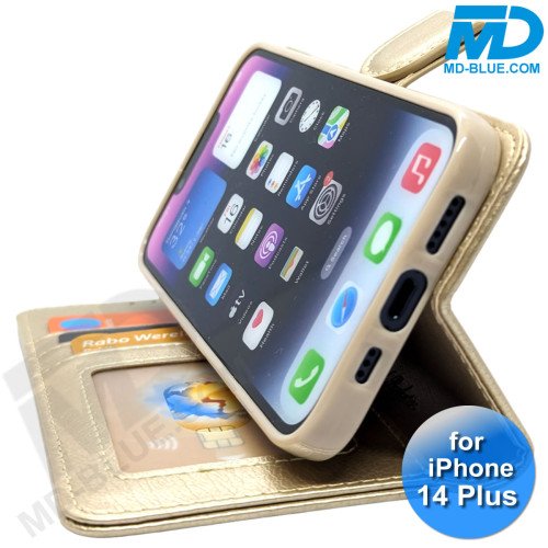 iPhone 14 Plus - Telefoonhoesje - Book Case - Goud