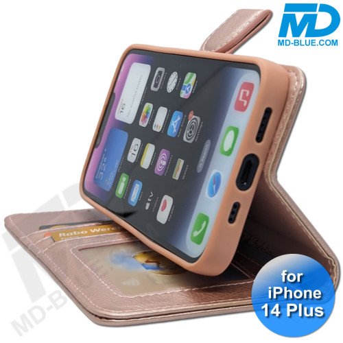 iPhone 14 Plus  - Telefoonhoesje - Book Case - Rosé Goud