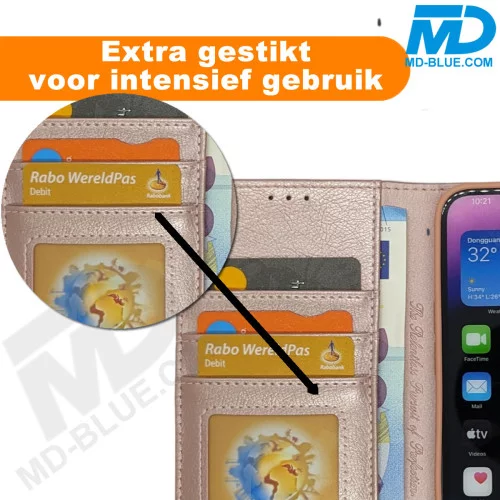 iPhone X / Xs - Telefoonhoesje - Book Case - Rosé Goud
