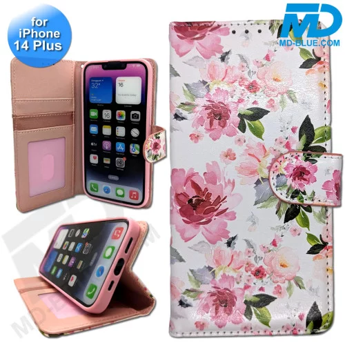 iPhone 14 Plus - Telefoonhoesje - Book Case - Bloemen
