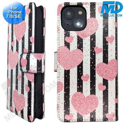 iPhone 7/8/SE - Telefoonhoesje - Book Case - Hartjes