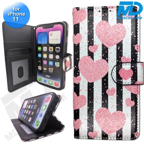 iPhone 11 - Telefoonhoesje - Book Case - Hartjes