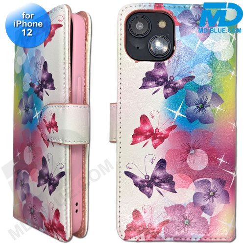 iPhone 12 - Telefoonhoesje - Book Case - Vlinders