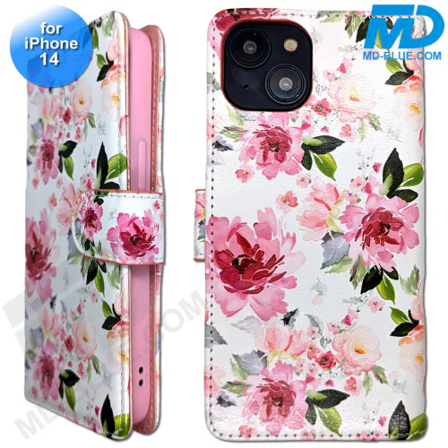 iPhone 14 - Telefoonhoesje - Book Case - Bloemen