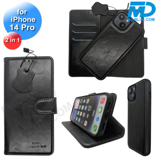 iPhone 14 Pro Telefoonhoesjes - Book Case - 2 in 1 - Zwart