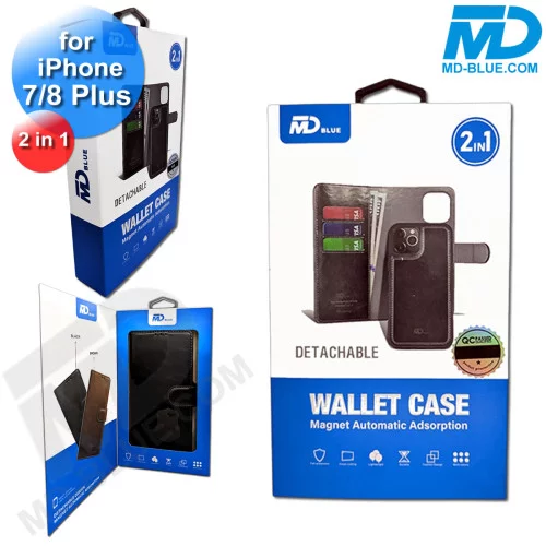 iPhone 7 Plus / 8 Plus Telefoonhoesjes - Book Case - 2 in 1 - Zwart