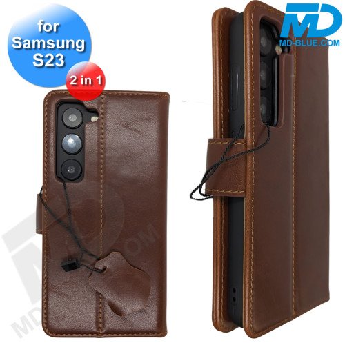 Samsung S23 Telefoonhoesjes - Book Case - 2 in 1 - Bruin
