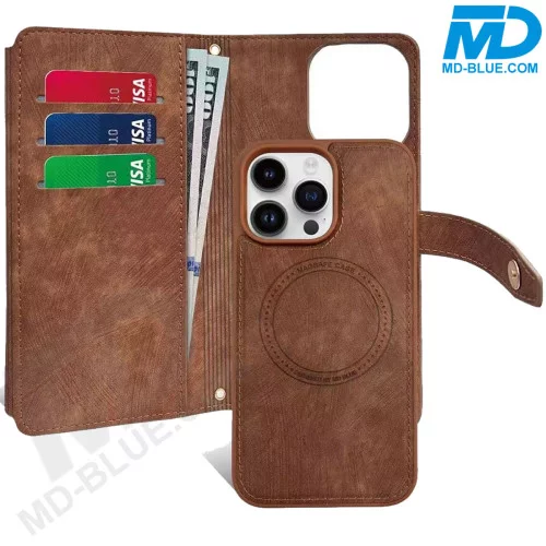 iPhone 12 / 12 Pro Telefoonhoesje - Book Case - Portemonnee - Magsafe - 4 in 1 - Coffee