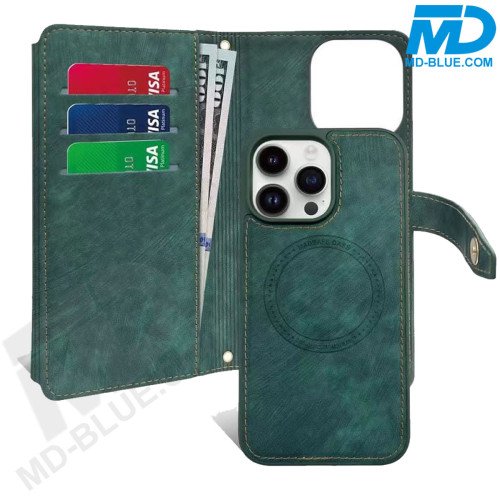 iPhone 13 / 14 Telefoonhoesje - Book Case - Portemonnee - Magsafe - 4 in 1 - Groen