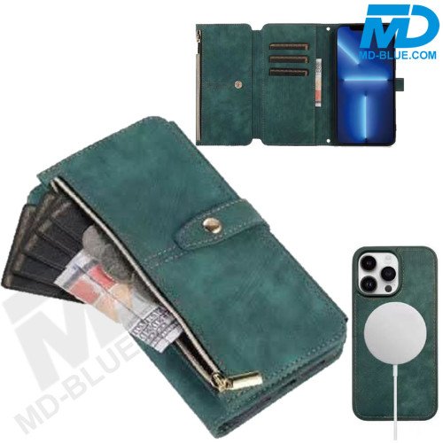 MDblue Premium Book Case Telefoonhoesje – Magsafe- Suède Look – Groen – iPhone 17