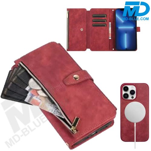 MDblue Premium Book Case Telefoonhoesje – Magsafe- Suède Look – Rood – iPhone 17 Air