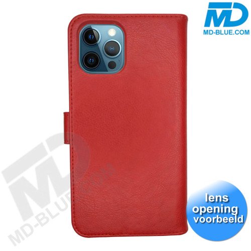 MDBlue - iPhone 14 Pro - Telefoonhoesje - Bookcase Luxe - Rood