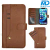 MDBlue - iPhone 12 - Telefoonhoesje - Bookcase Luxe - Coffee