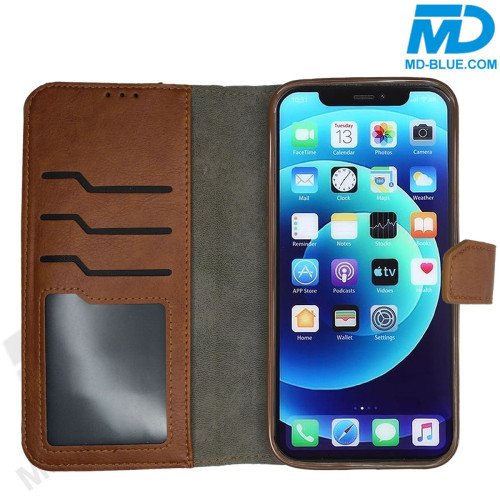 MDBlue - iPhone Xr - Telefoonhoesje - Bookcase Luxe - Coffee