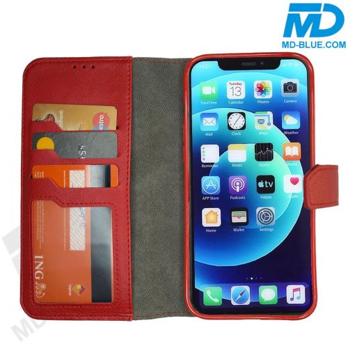 MDBlue - iPhone 14 Pro - Telefoonhoesje - Bookcase Luxe - Rood