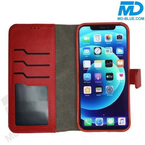 MDBlue - iPhone 14 Pro - Telefoonhoesje - Bookcase Luxe - Rood