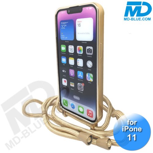 iPhone 11 Magsafe Hoesje - Transparant Siliconen - met lens bescherming en Koord  - Goud