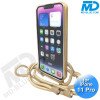 iPhone 11 Pro Magsafe Hoesje - Transparant Siliconen - met lens bescherming en Koord  - Goud
